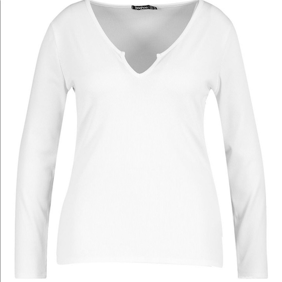 ⭐️Ribbed Notch Neck T-Shirt - Picture 3 of 7